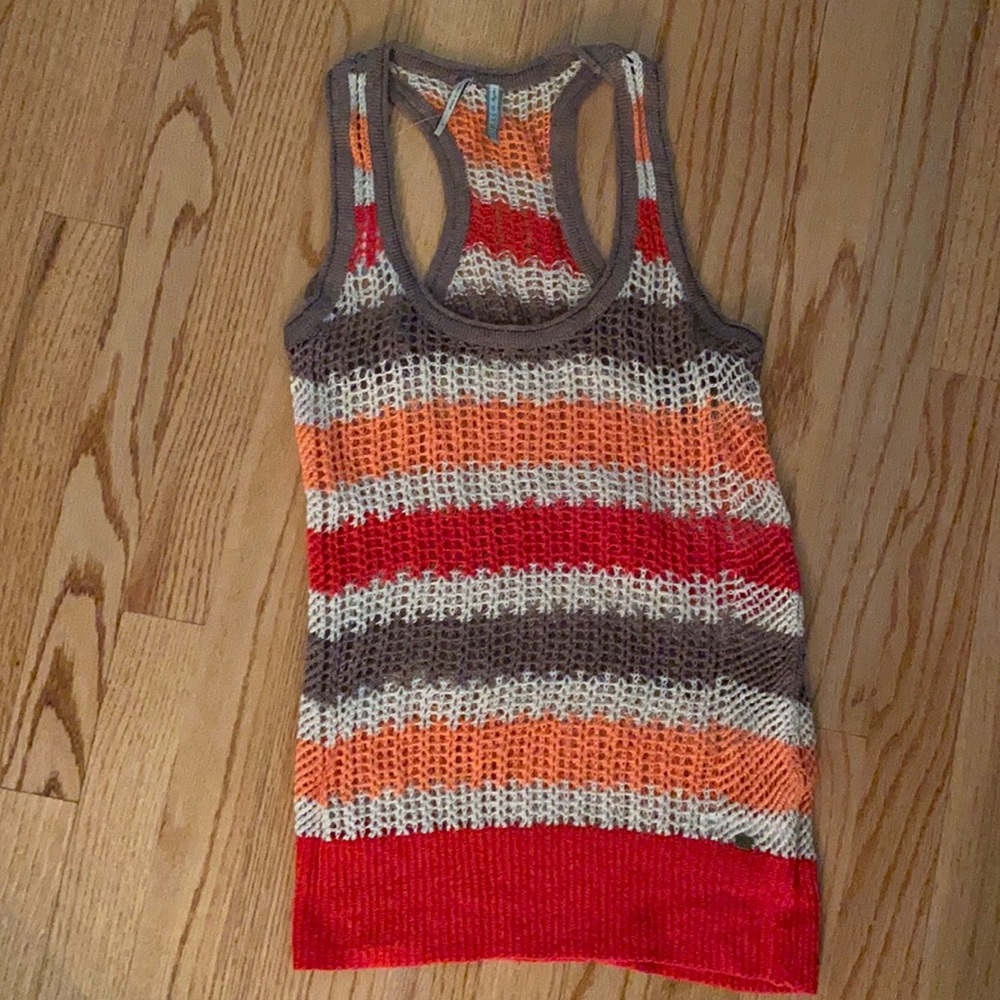 Guess Crochet Net Linen Tank Top